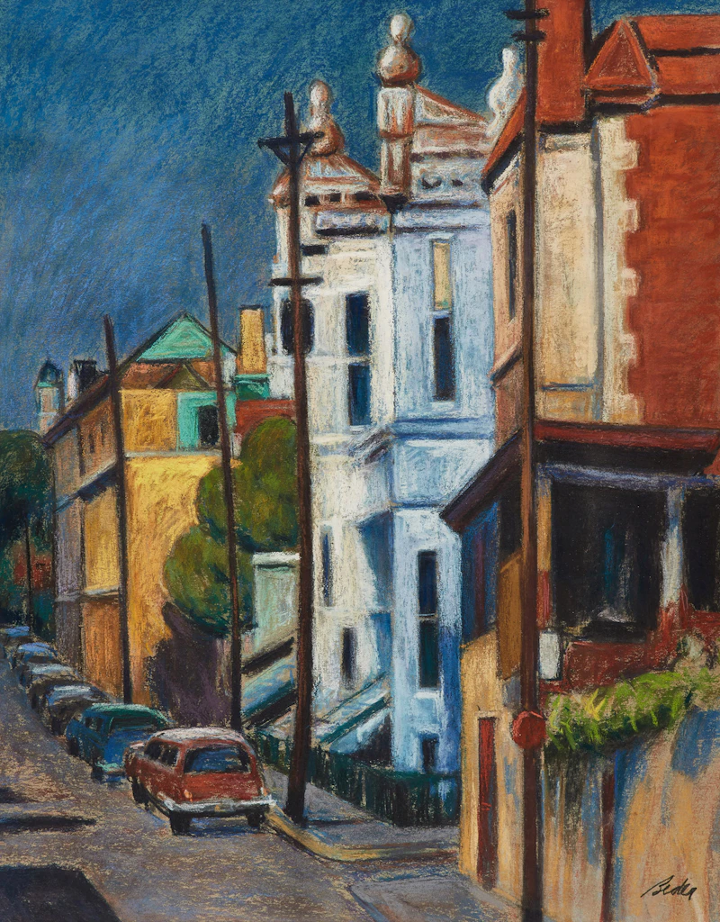 Jack Beder, City Street (Henri Julien), pastel