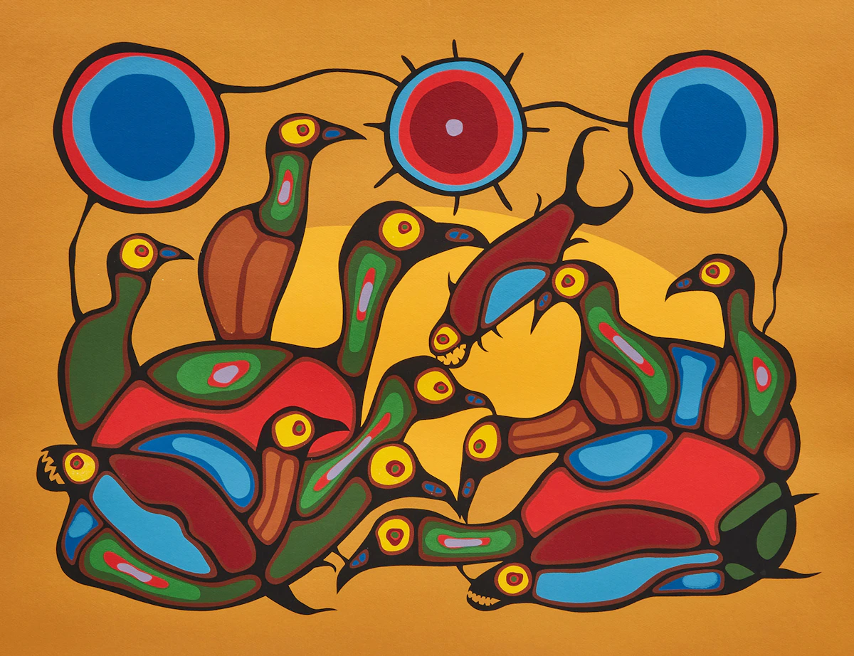 Norval Morrisseau, The Gathering, colour serigraph