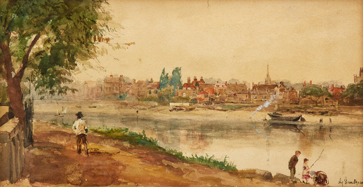 Henry Sandham, Untitled (Afternoon Stroll), watercolour