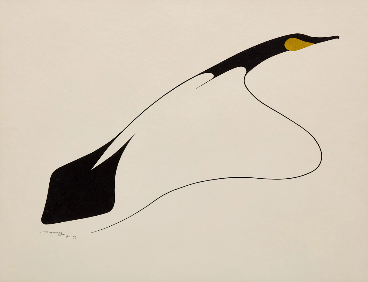 Benjamin Chee Chee, Proud Male; Goose and Sun, two colour lithographs