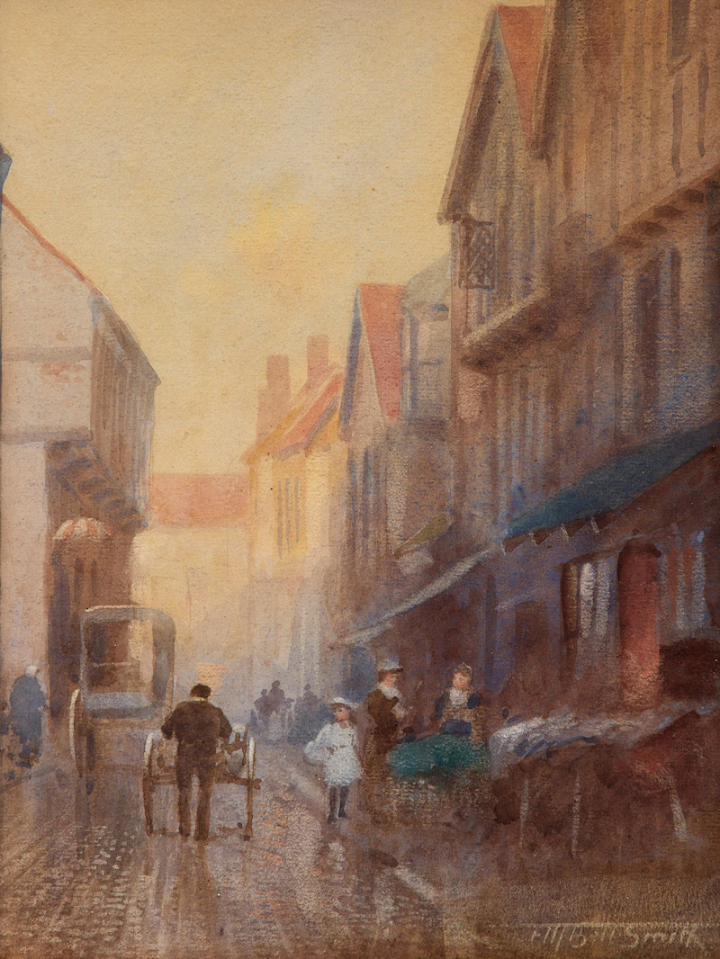 Street Scene (possibly Westgate Street, Gloucester) by Frederic Marlett Bell-Smith
