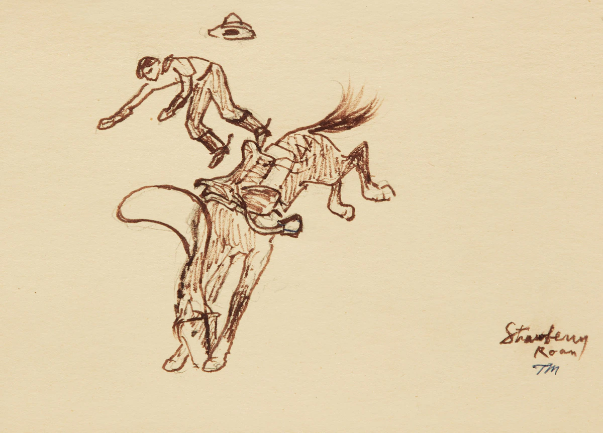 Thoreau MacDonald, Strawberry Roan, mixed media drawing
