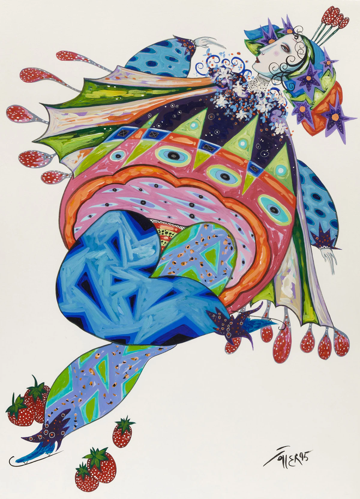 Toller Cranston, Untitled, Strawberry Collection, watercolour, 1995