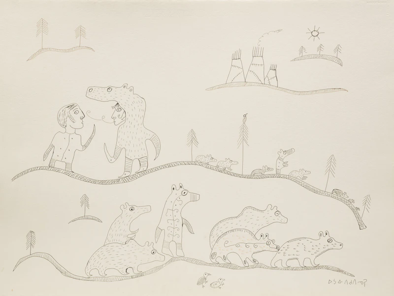 Norval Morrisseau, Bear Country, ink on paper