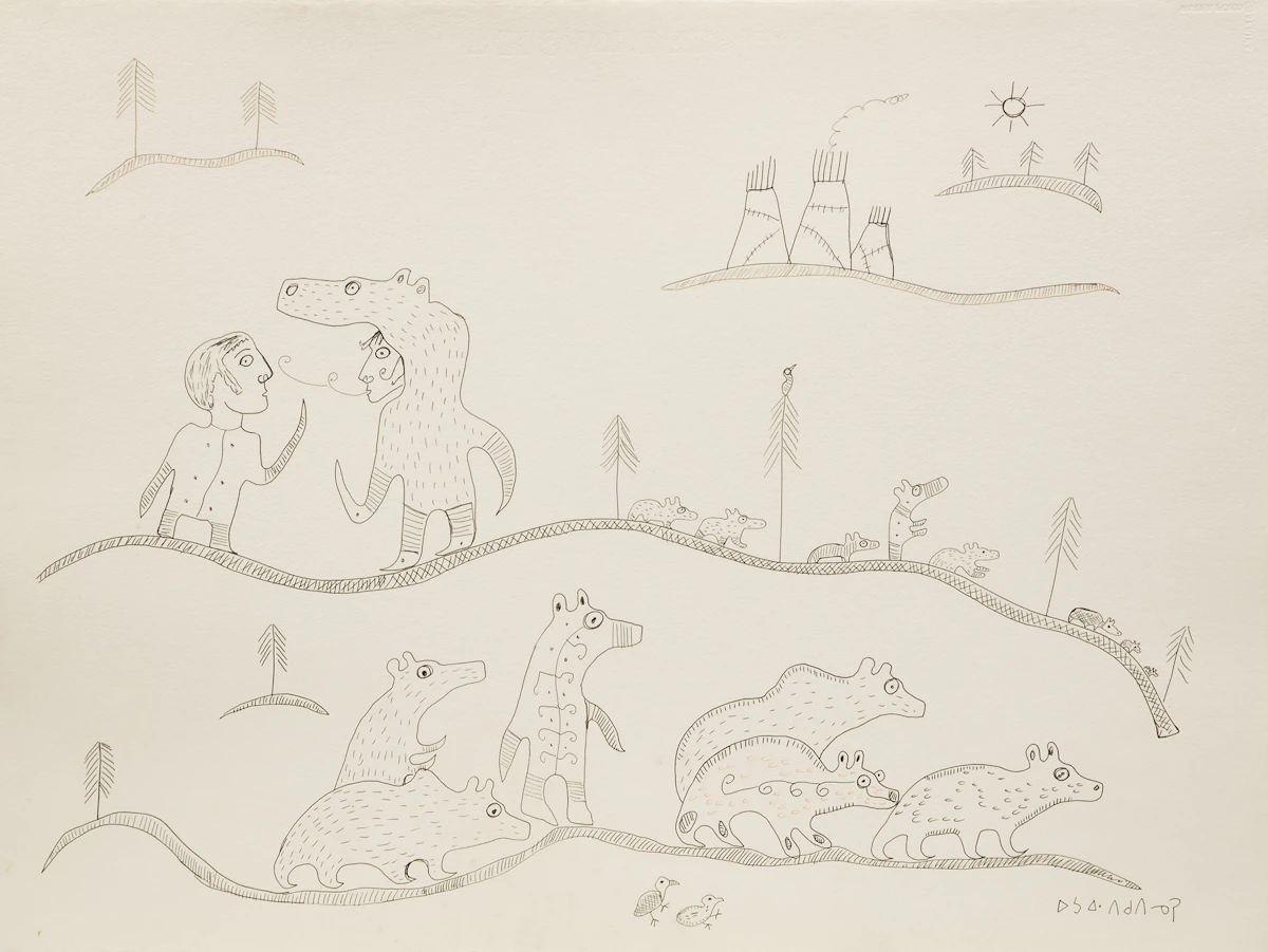 Norval Morrisseau, Bear Country, ink on paper, 1991