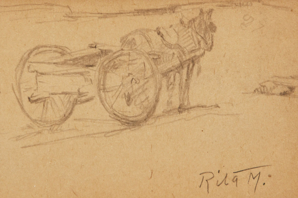 Rita Mount, Horse and Carriage; Boats Ashore; Boats in the Harbour; Figural Studies , four graphite drawings