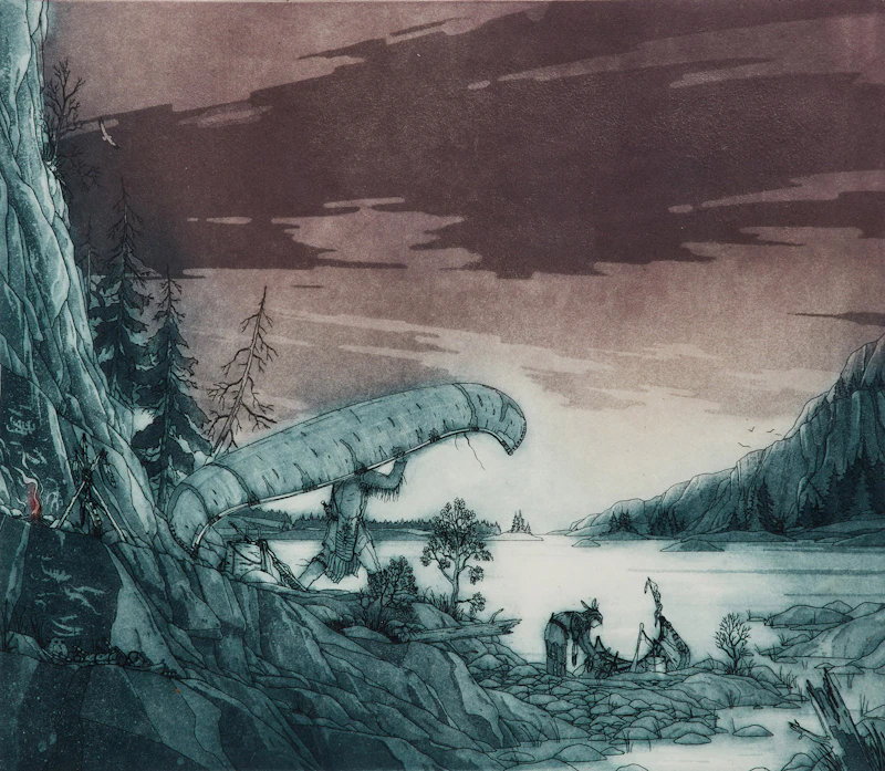 Michael Robinson, Fire in the Sky, colour etching