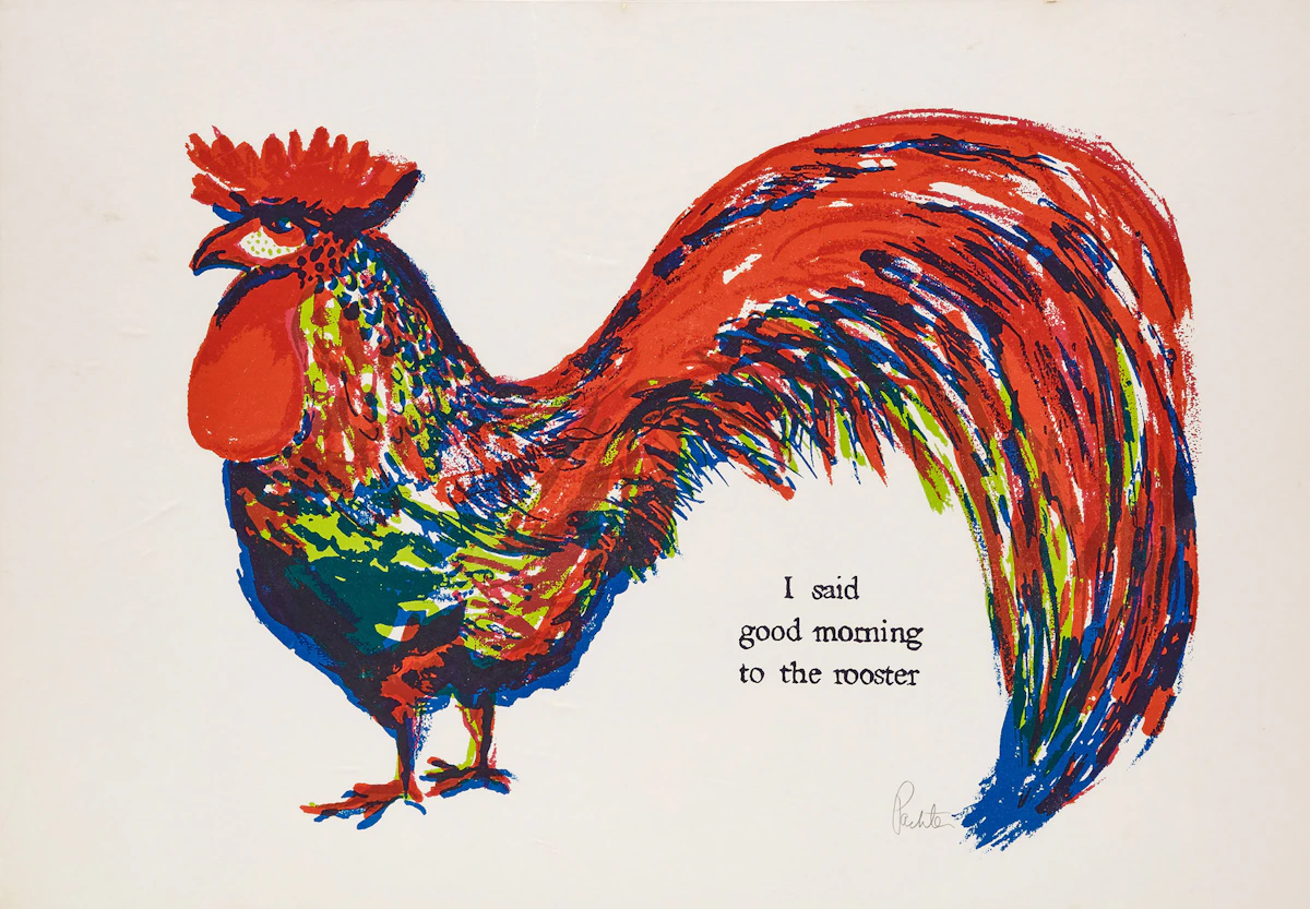 Charles Pachter, I Said Good Morning To the Rooster, colour lithograph