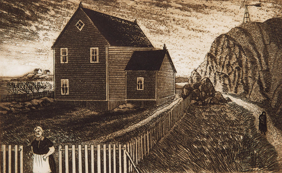 David Lloyd Blackwood, Gram Glover’s House on Bragg’s Island, etching, 1982