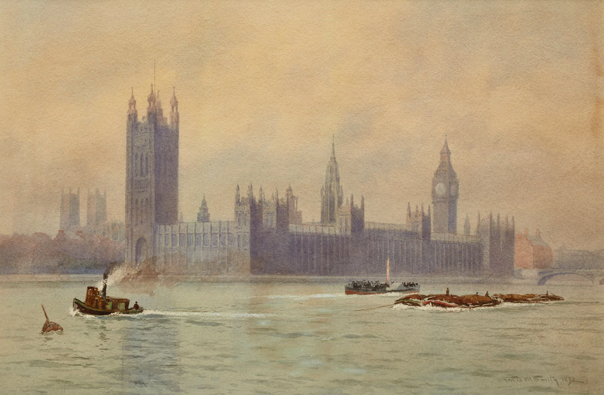 Frederic Marlett Bell-Smith, Palace of Westminster, London, watercolour, 1892
