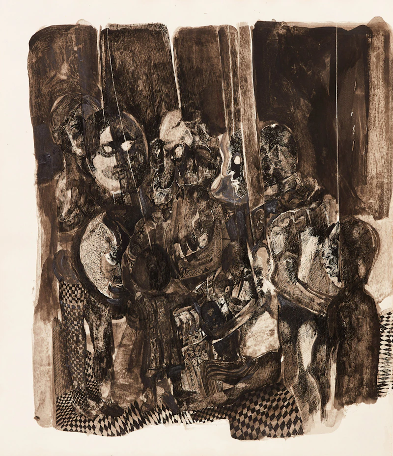 Untitled Abstraction (Triptych); Portrait of Two Figures; Sketch of a Man; Sketch of a Woman by Gerald Leopold Squires