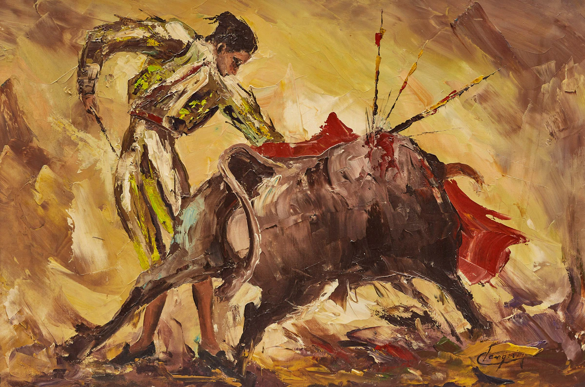 Claude Langevin, Untitled (Matador), oil on canvas, 1969