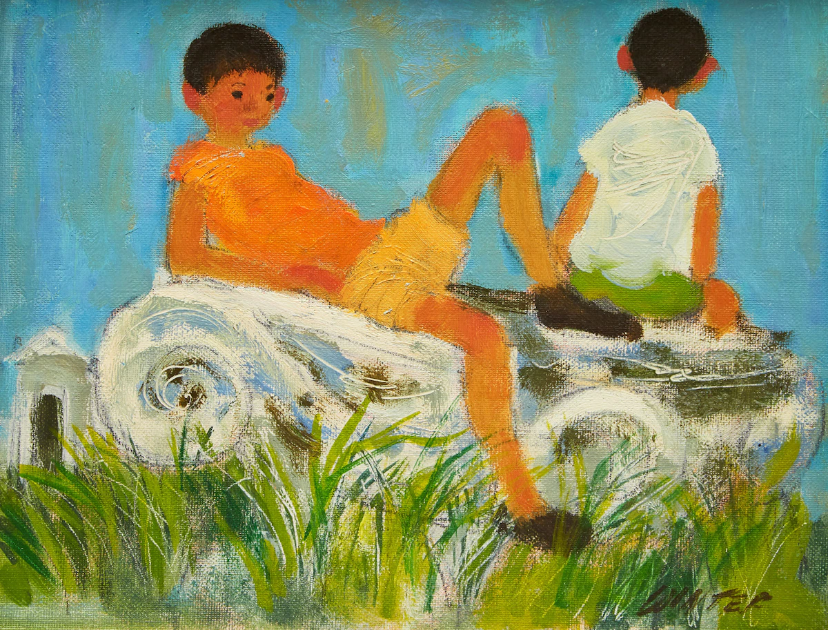 William Arthur Winter, Italian Boys, oil on board, 1963