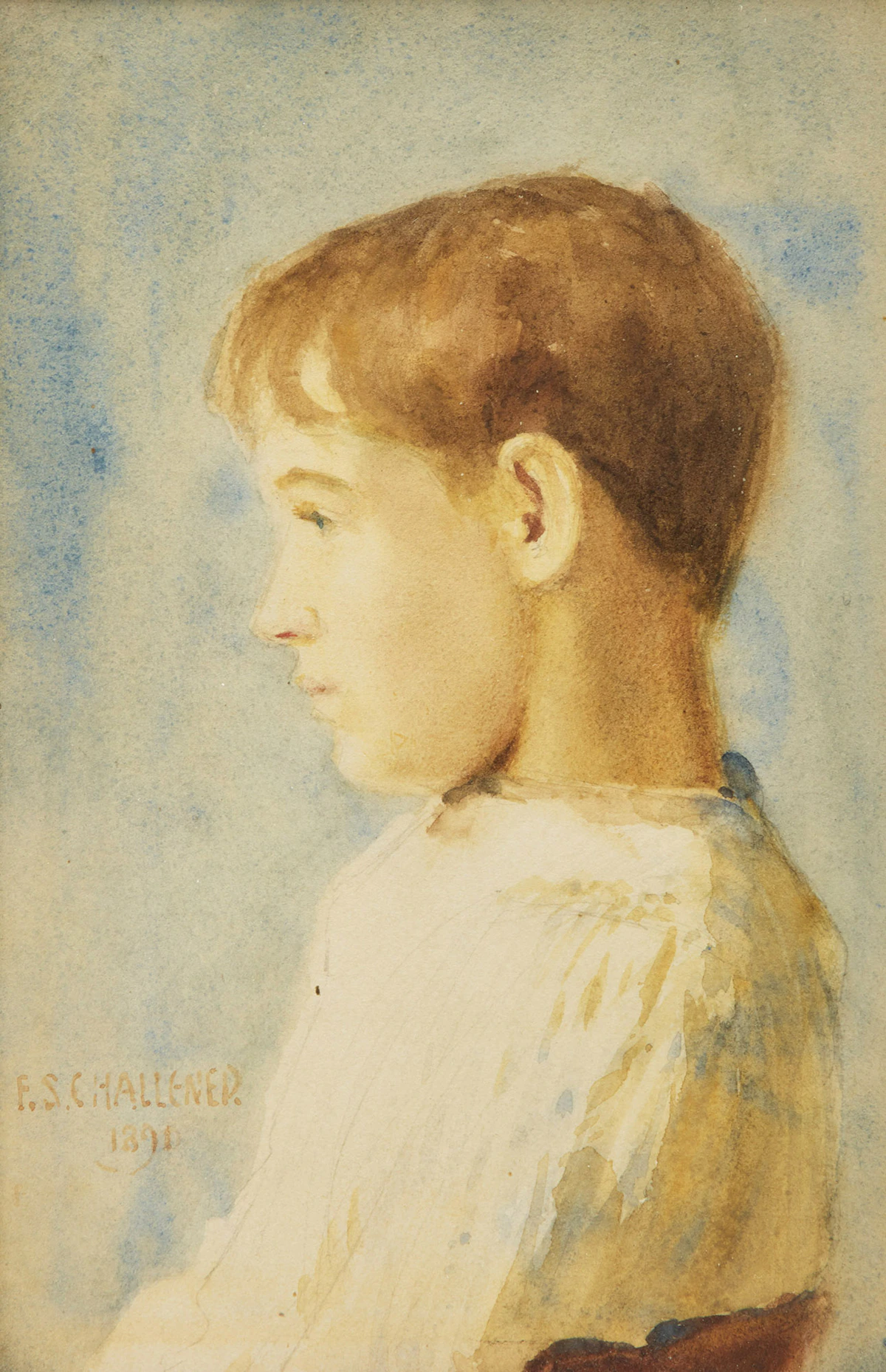 Frederick Sproston Challener, Portrait of a Boy, watercolour and pastel, 1891