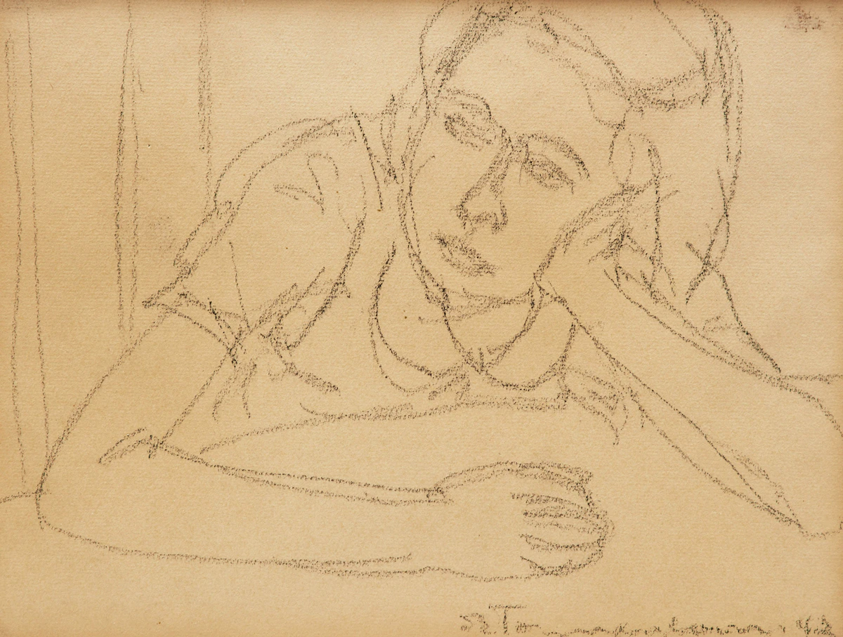Jacques Godefroy de Tonnancour, Young Girl, charcoal