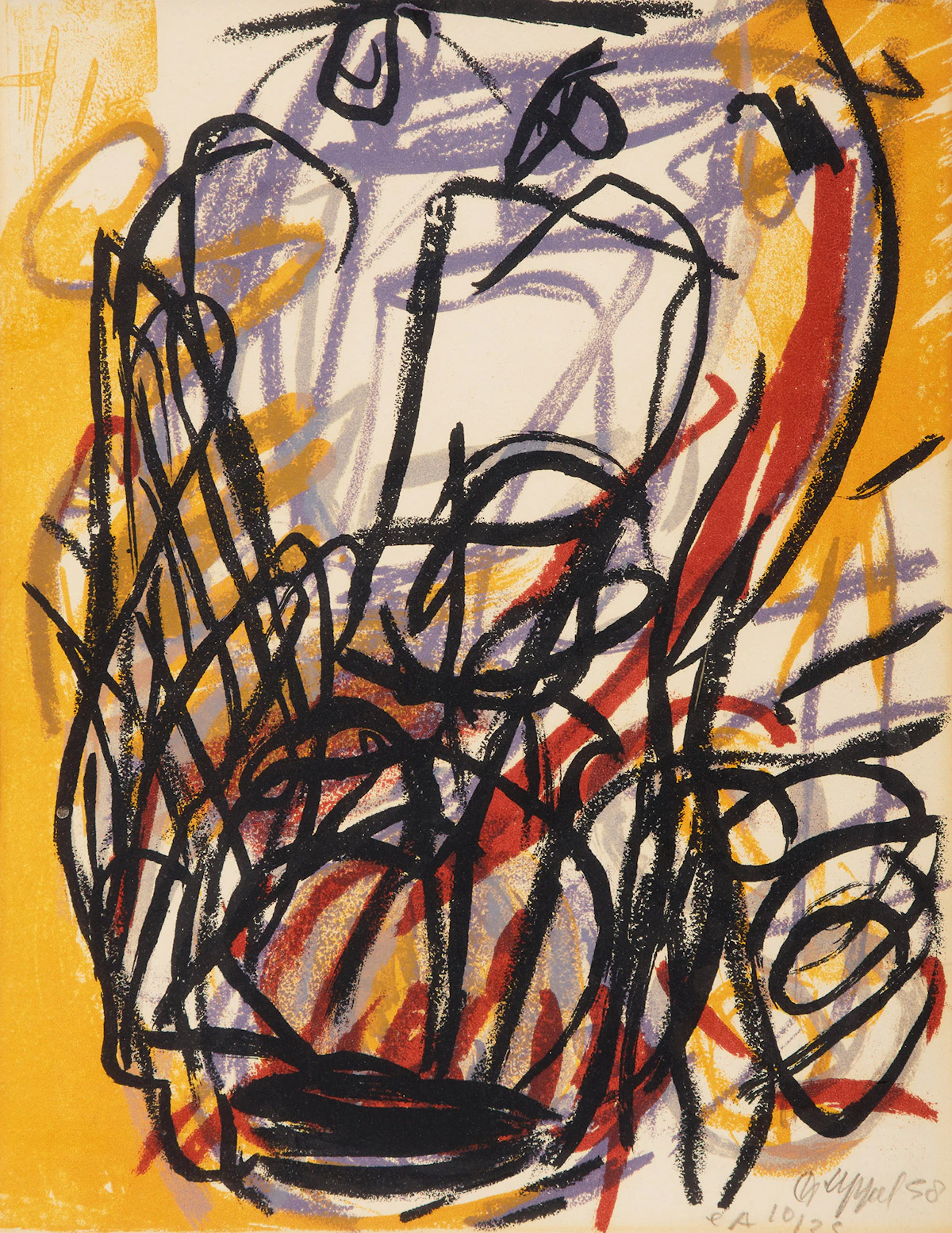 Karel Appel, Untitled, colour lithograph, 1958