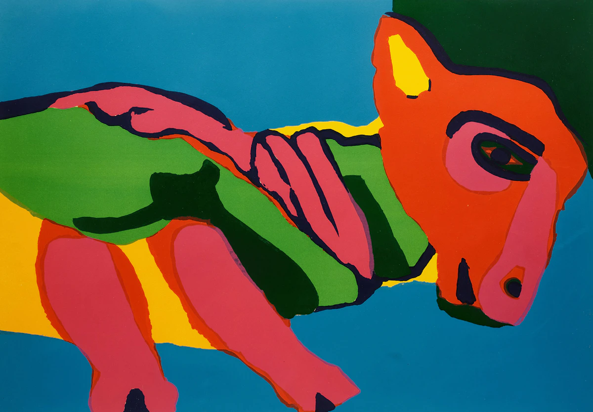Karel Appel, Donkey , colour lithograph, 1971