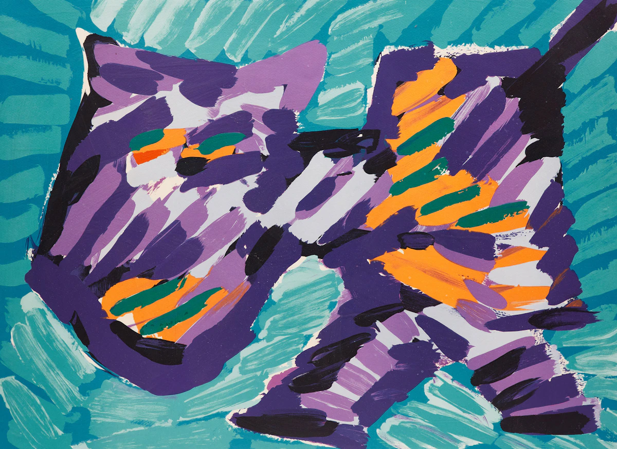 Karel Appel, Walking Cat (from Cats Suite), colour lithograph, 1979