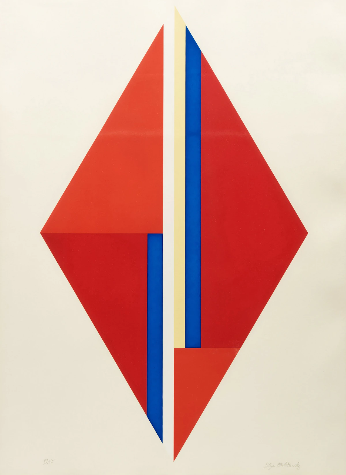 Ilya Bolotowsky, Untitled (Red Diamond), colour silkscreen