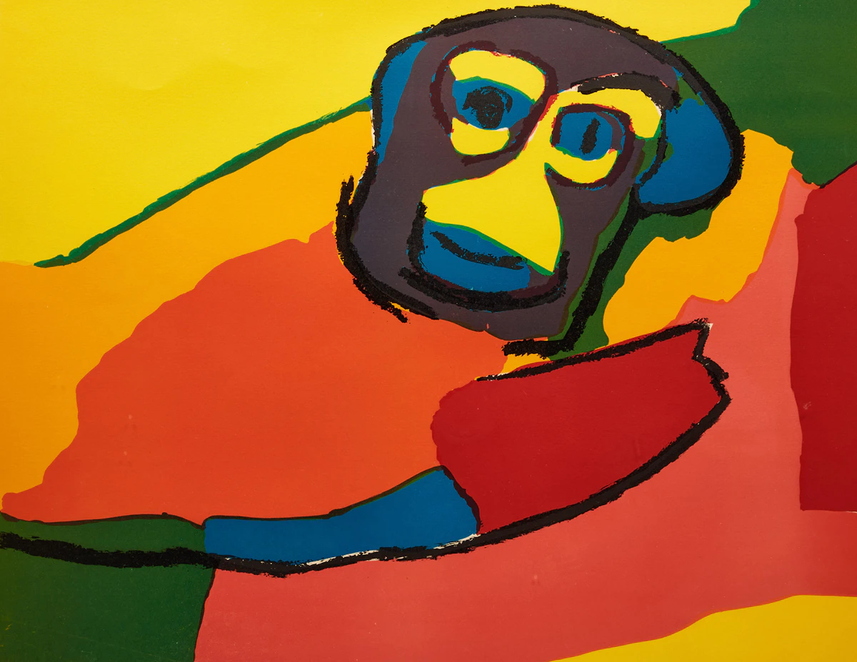 Karel Appel, Black Face, colour lithograph, 1969
