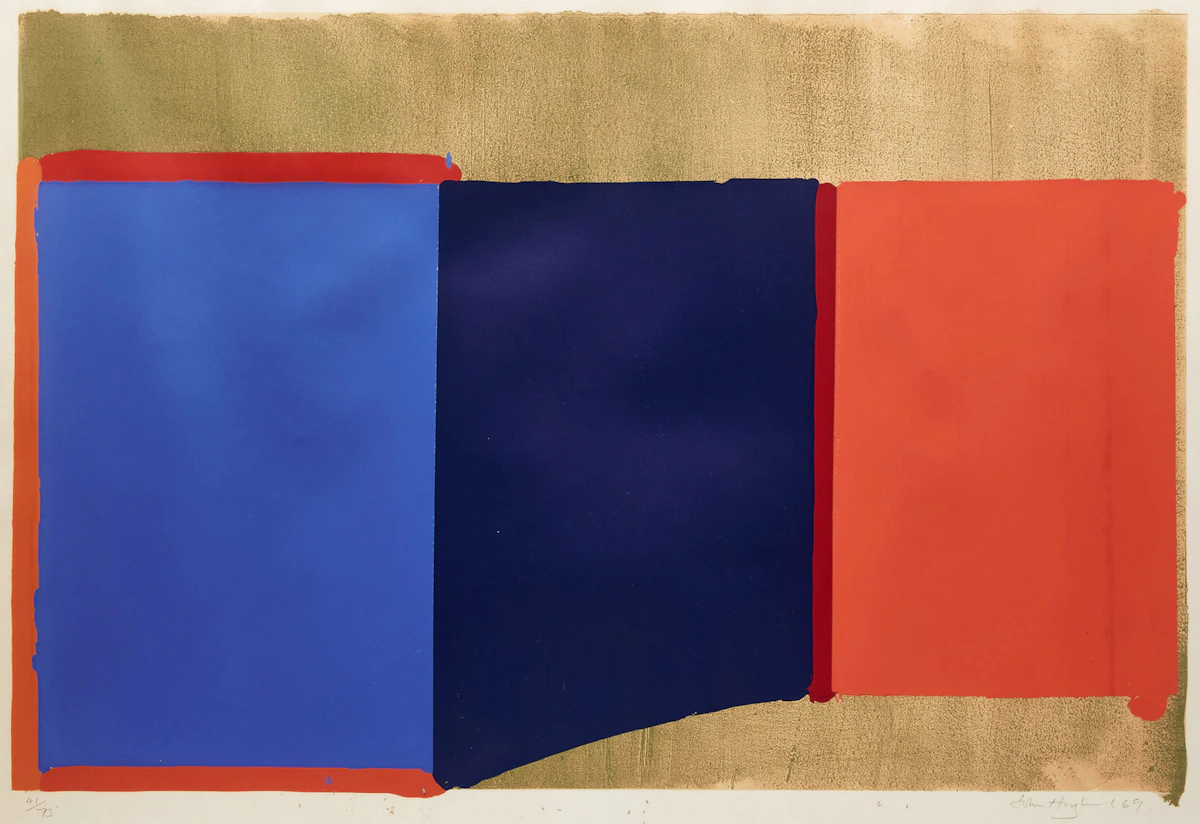 John Hoyland, Blues, Reds, colour screenprint, 1969