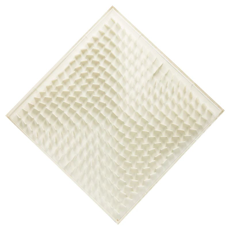 Hartmut Böhm, Quadratrelief 11-Object 47 (from Visuell veränderliche Struktur, 1966), plastic, 1968 - view 2