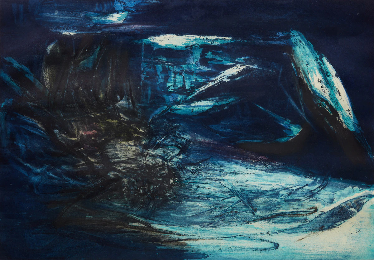 Zao Wou-Ki, Composition in Blue, colour aquatint with etching, 1967