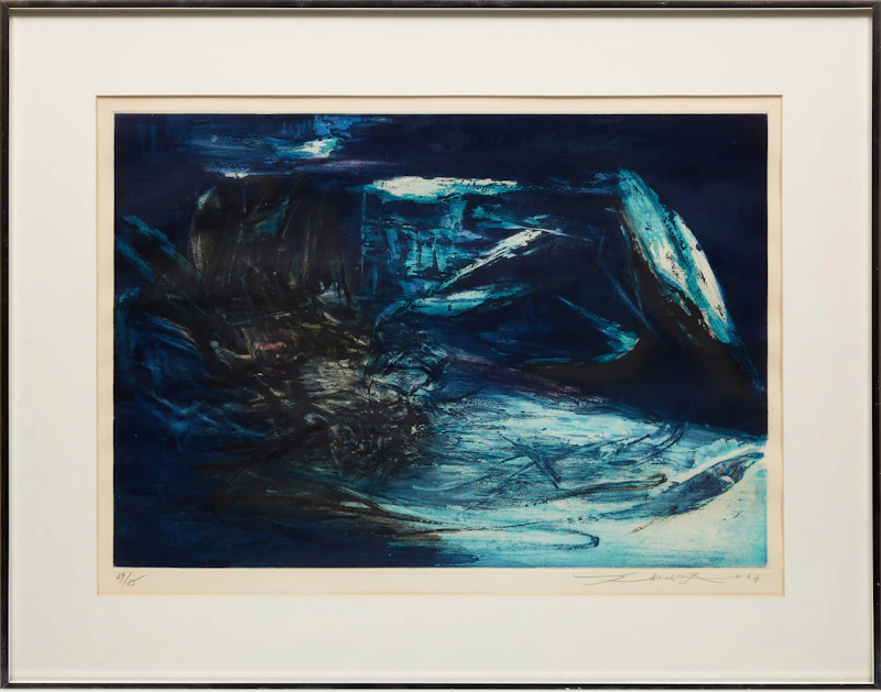 Zao Wou-Ki, Composition in Blue, colour aquatint with etching, 1967 - view 2