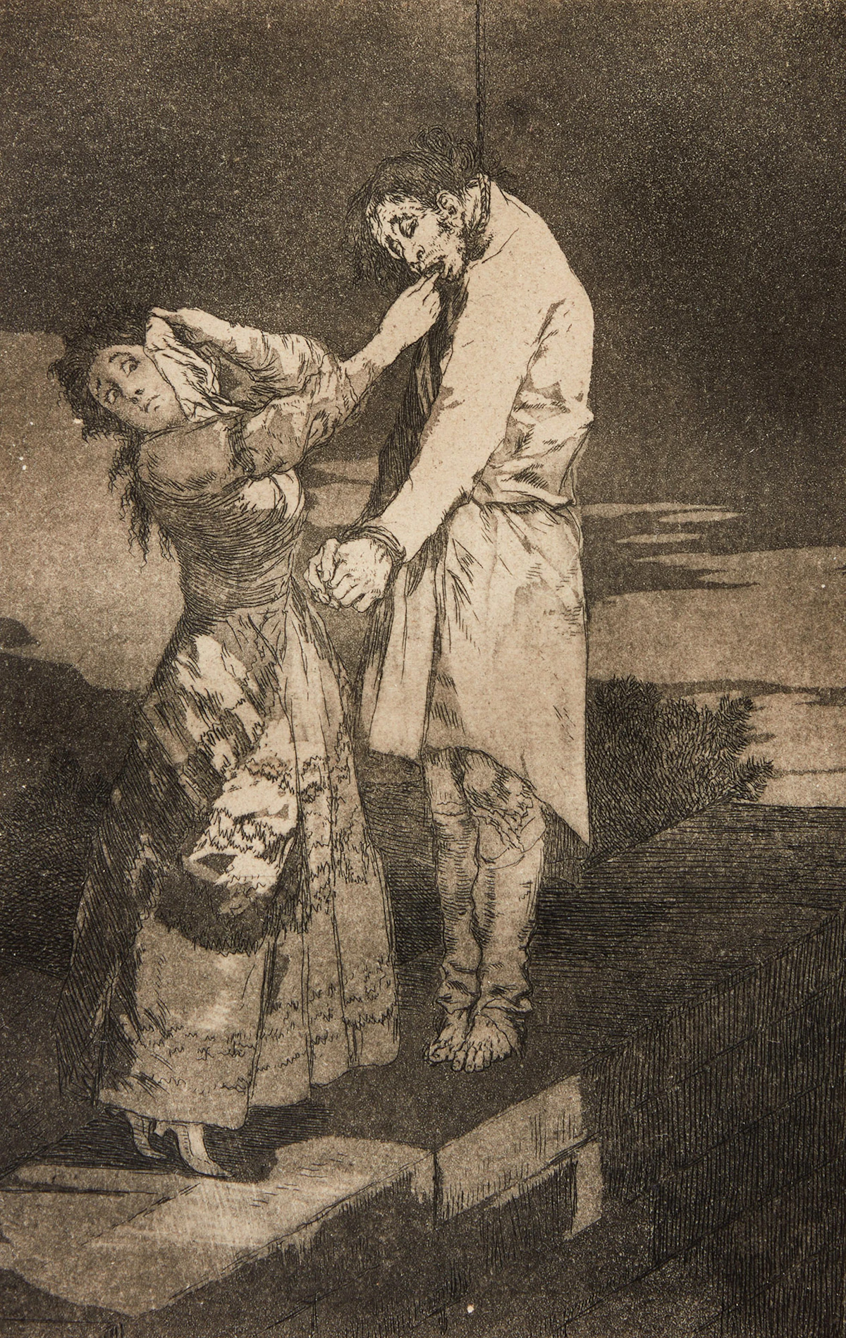 Francisco José de Goya y Lucientes, Three Works from Los Caprichos and One Work from Los Desastres de la Guerra y el Theatro Moral de la Vida Humana, four etchings