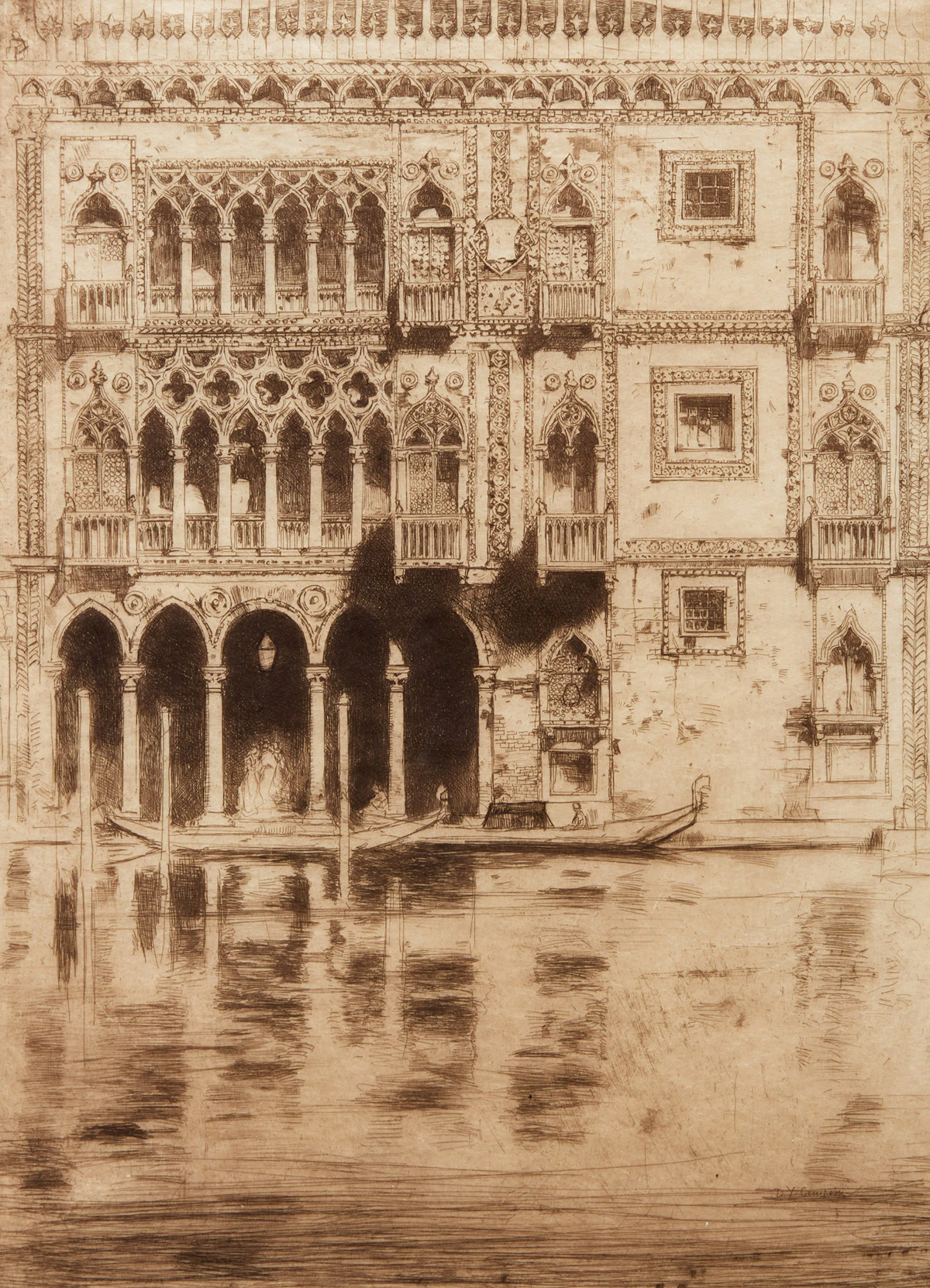 David Young Cameron, Ca d’Oro, etching and drypoint