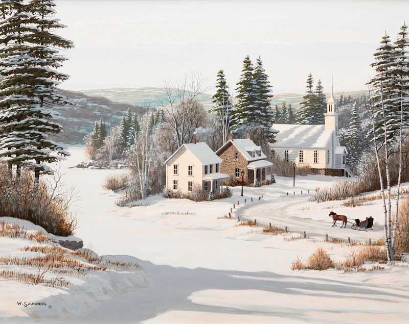 One Horse Open Sleigh by William J. Saunders