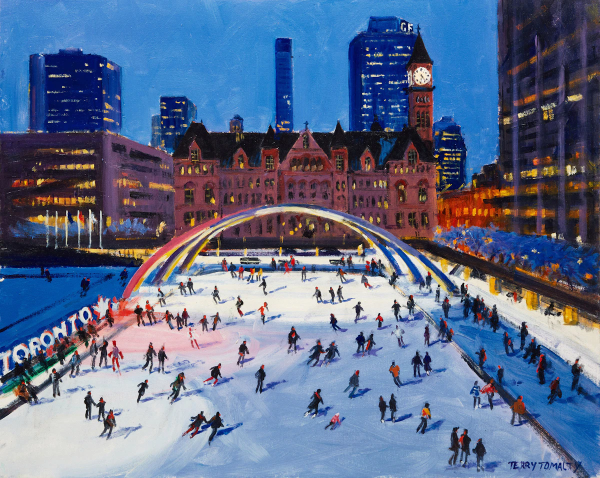 Terry Tomalty, Toronto, Nathan Phillips Park, oil on canvas