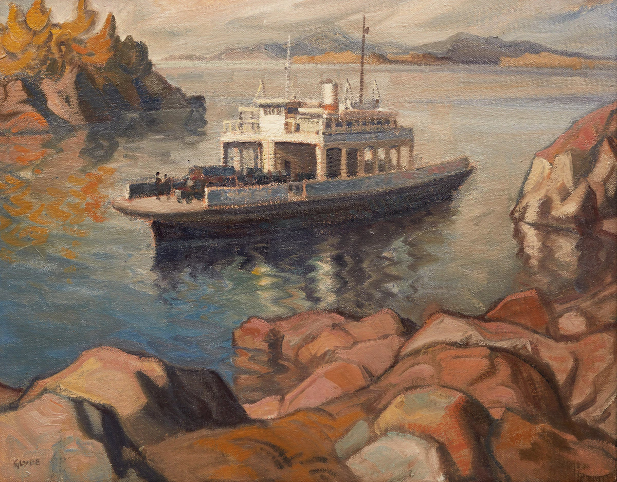 Henry George Glyde, Pender Queen, Gulf Island’s Ferry, B.C., oil on canvas board, 1976