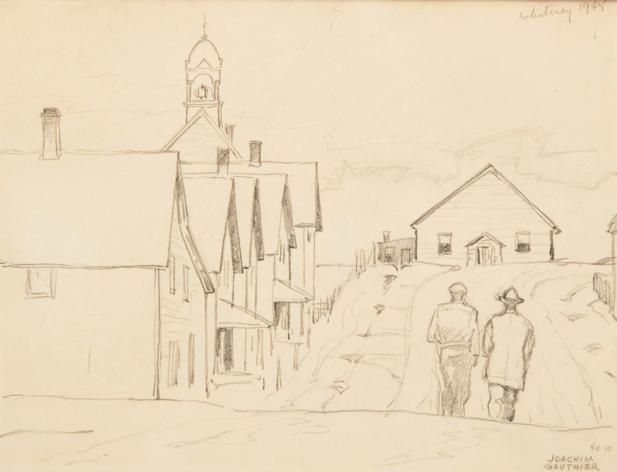 Joachim George Gauthier, Whitney, Ontario (the artist with A.Y. Jackson), graphite, 1945