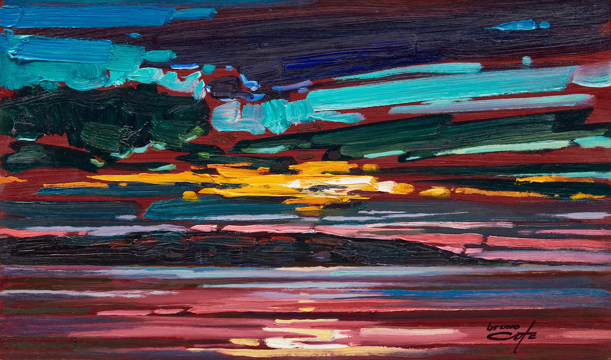 Bruno Côté, Ile aux coudres, oil on board, 1990
