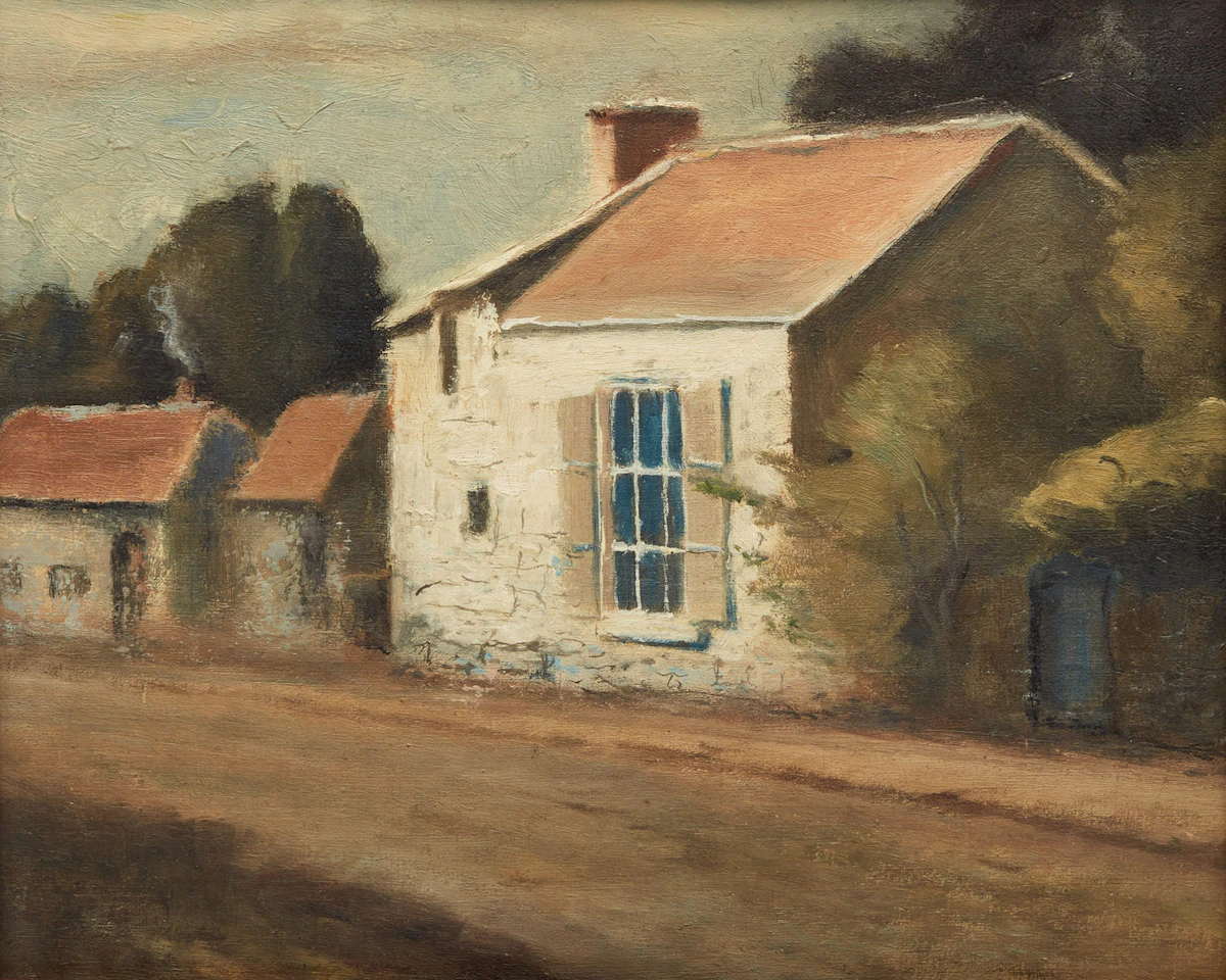 John Hammond, Francois Millet's Studio at Barbizon France, oil on canvas board