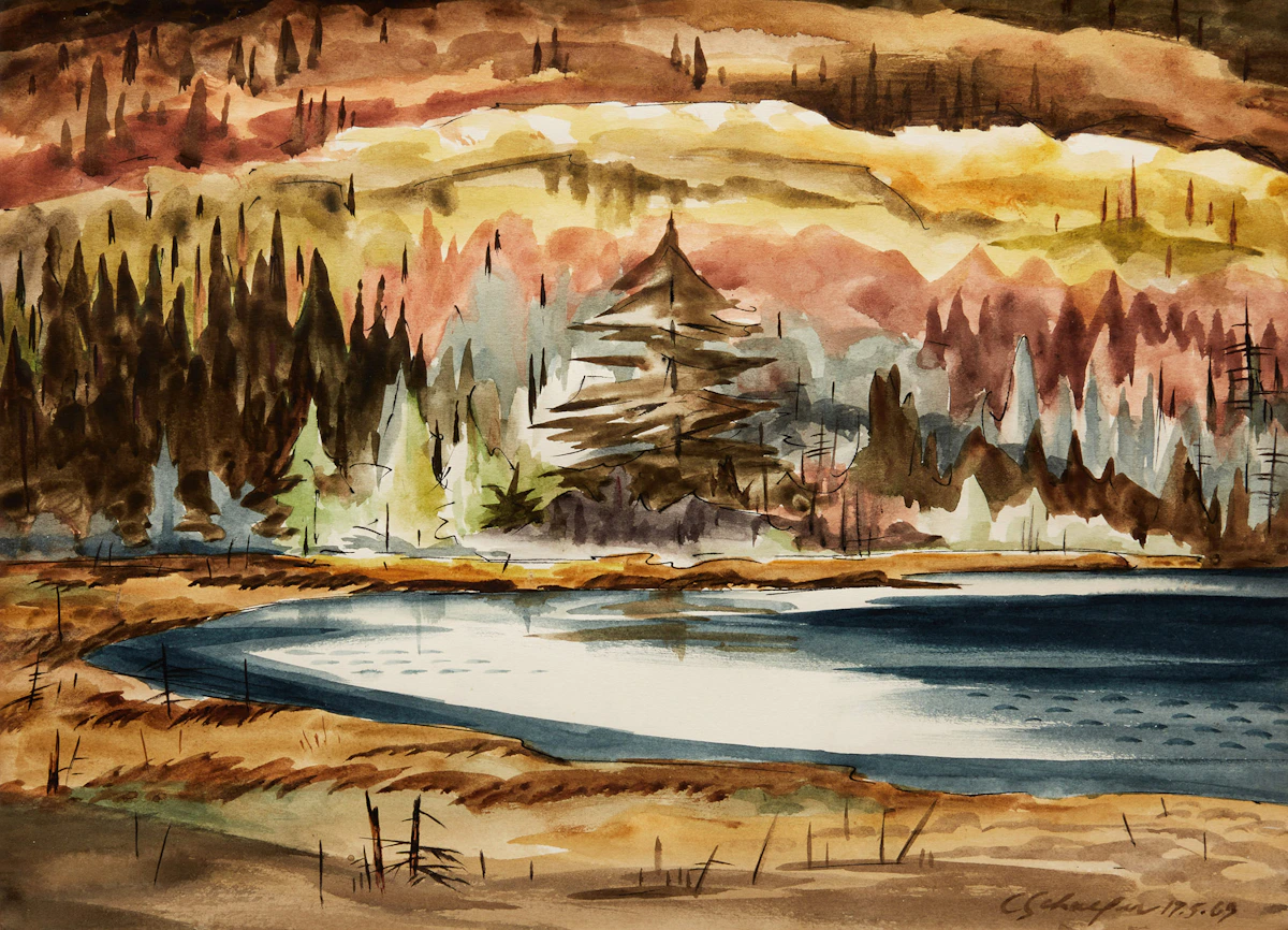 Carl Fellman Schaefer, Rolling Hills , watercolour, 1969