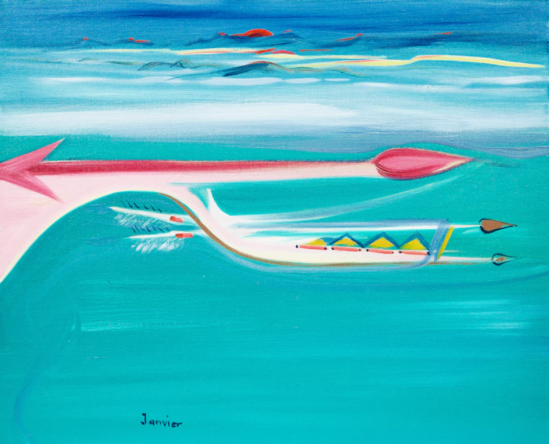 Alex Simeon Janvier, Prairie Life Line, oil on canvas