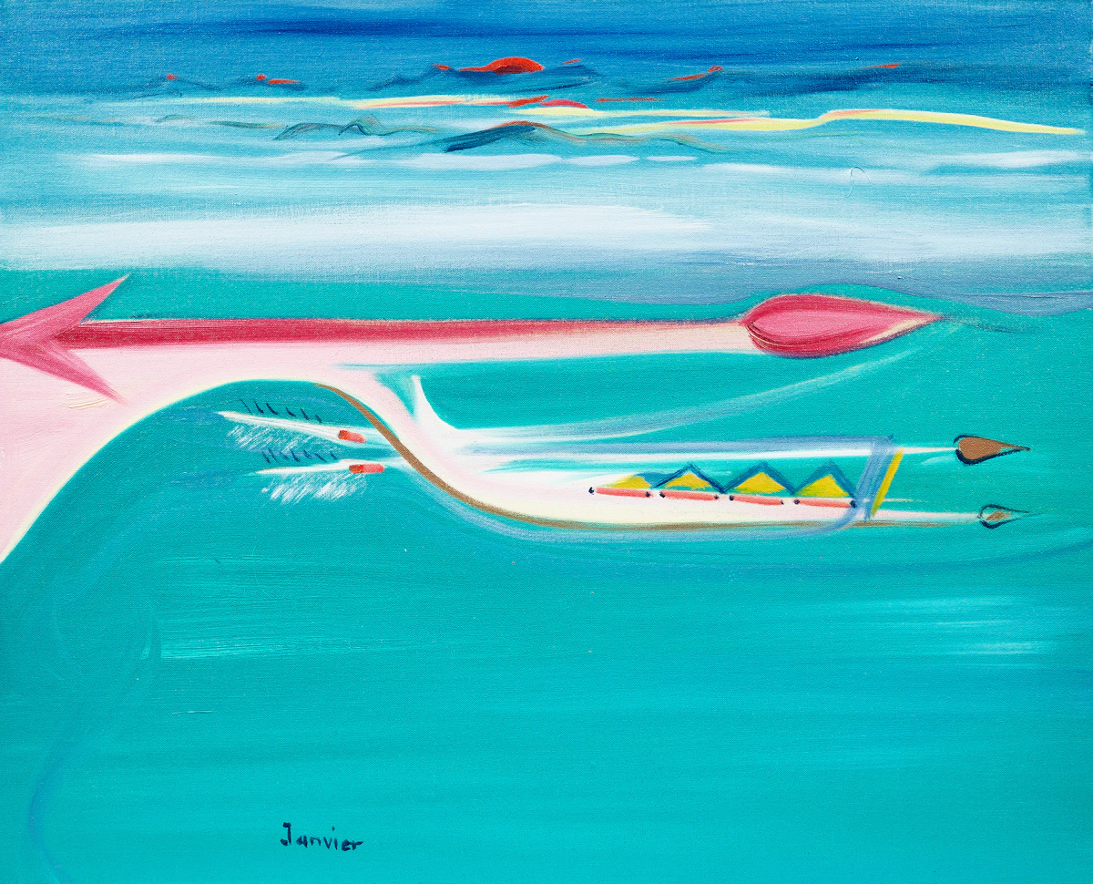 Alex Simeon Janvier, Prairie Life Line, oil on canvas
