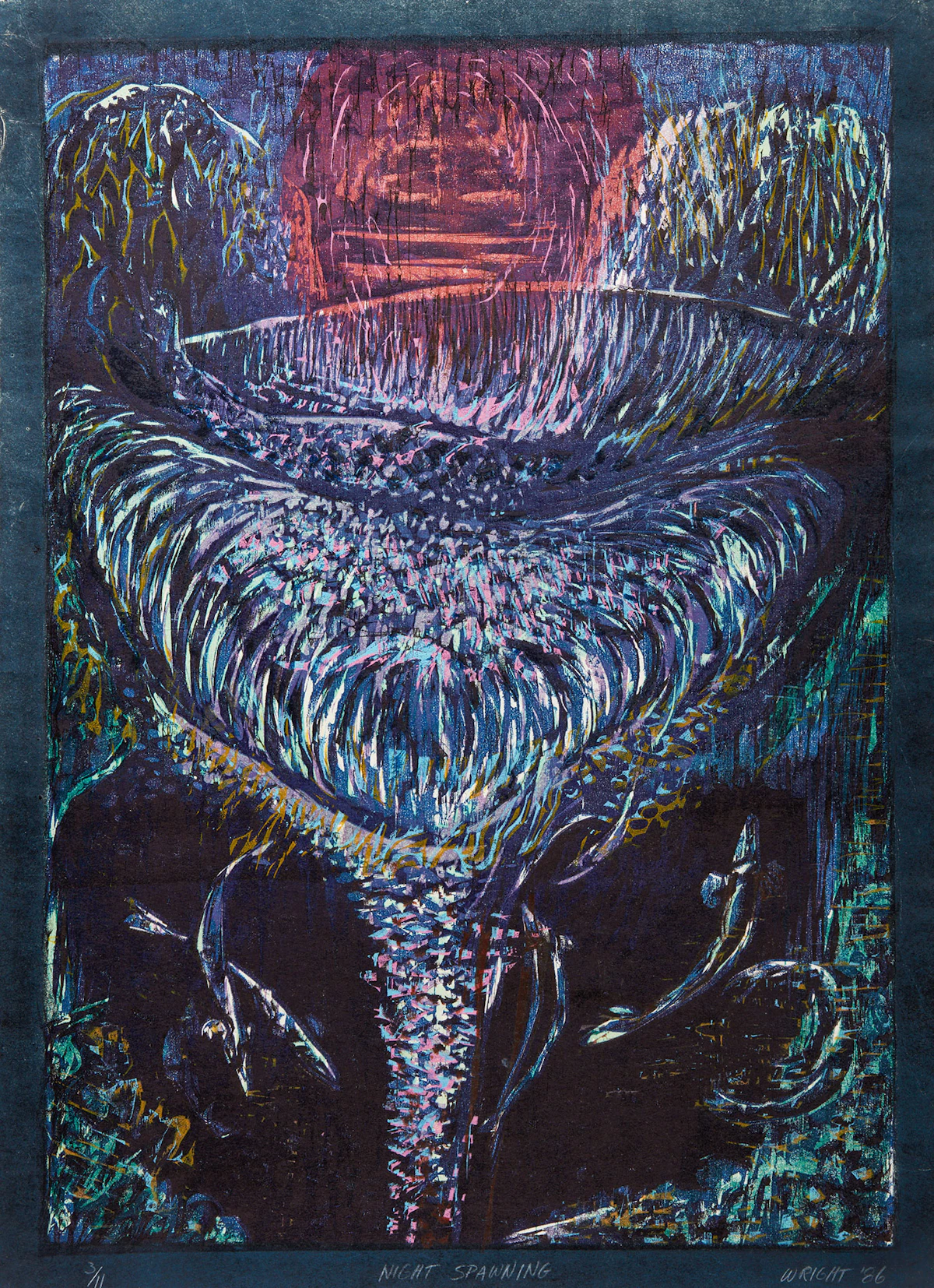 Don Wright, Night Spawning , monotype, 1986