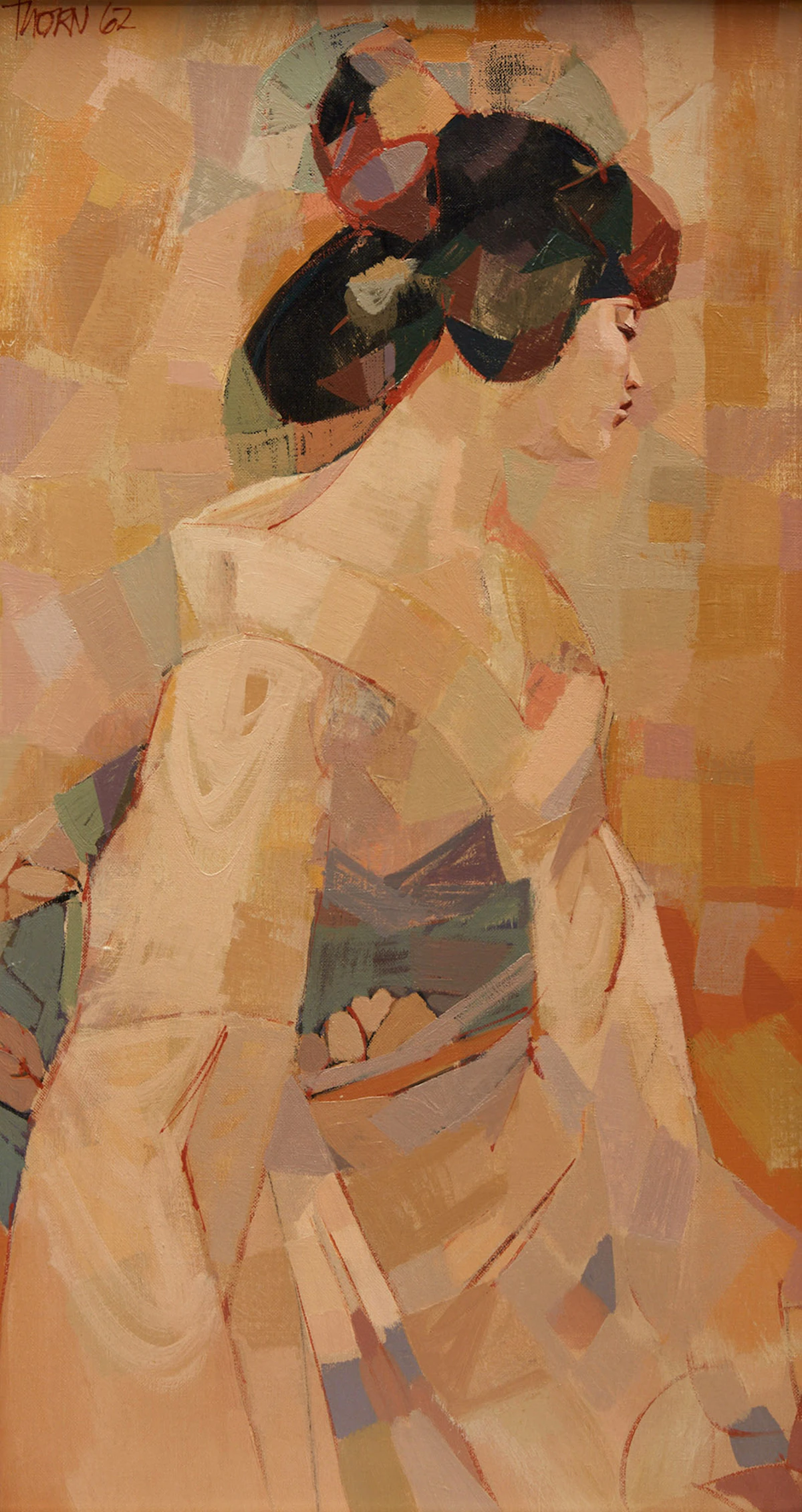 Anthony Thorn, Japanese Lady with Kimono, oil on linen, 1962