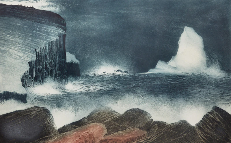 David Lloyd Blackwood, April Iceberg off Bragg’s Island, etching