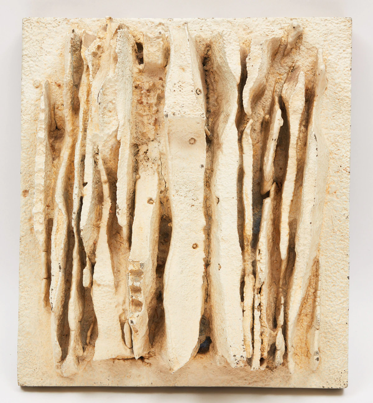 Walter Hawley Yarwood, Untitled Relief Drawing and Relief Drawing #7, two white painted plaster with mixed media sculptures