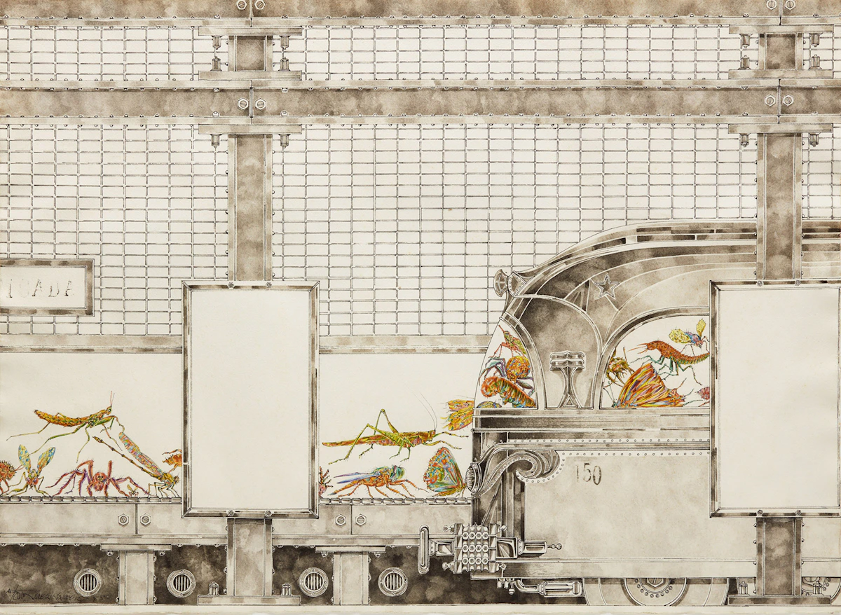 Harold Barling Town, Bug Walk, ink and watercolour on paper