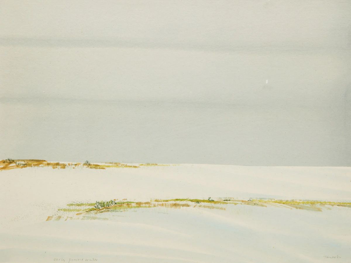 Takao Tanabe, Early Prairie Winter, watercolour on paper laid on board, 1982
