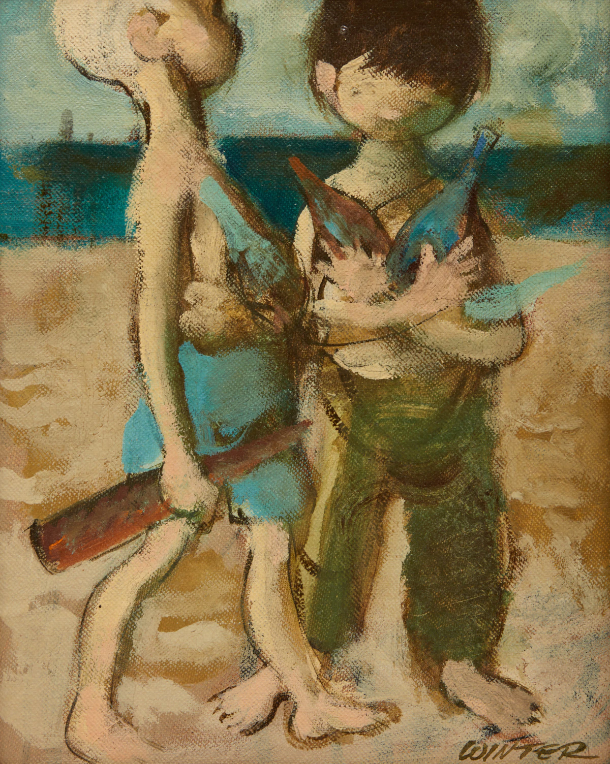 William Arthur Winter, The Beachcombers, oil on canvas board