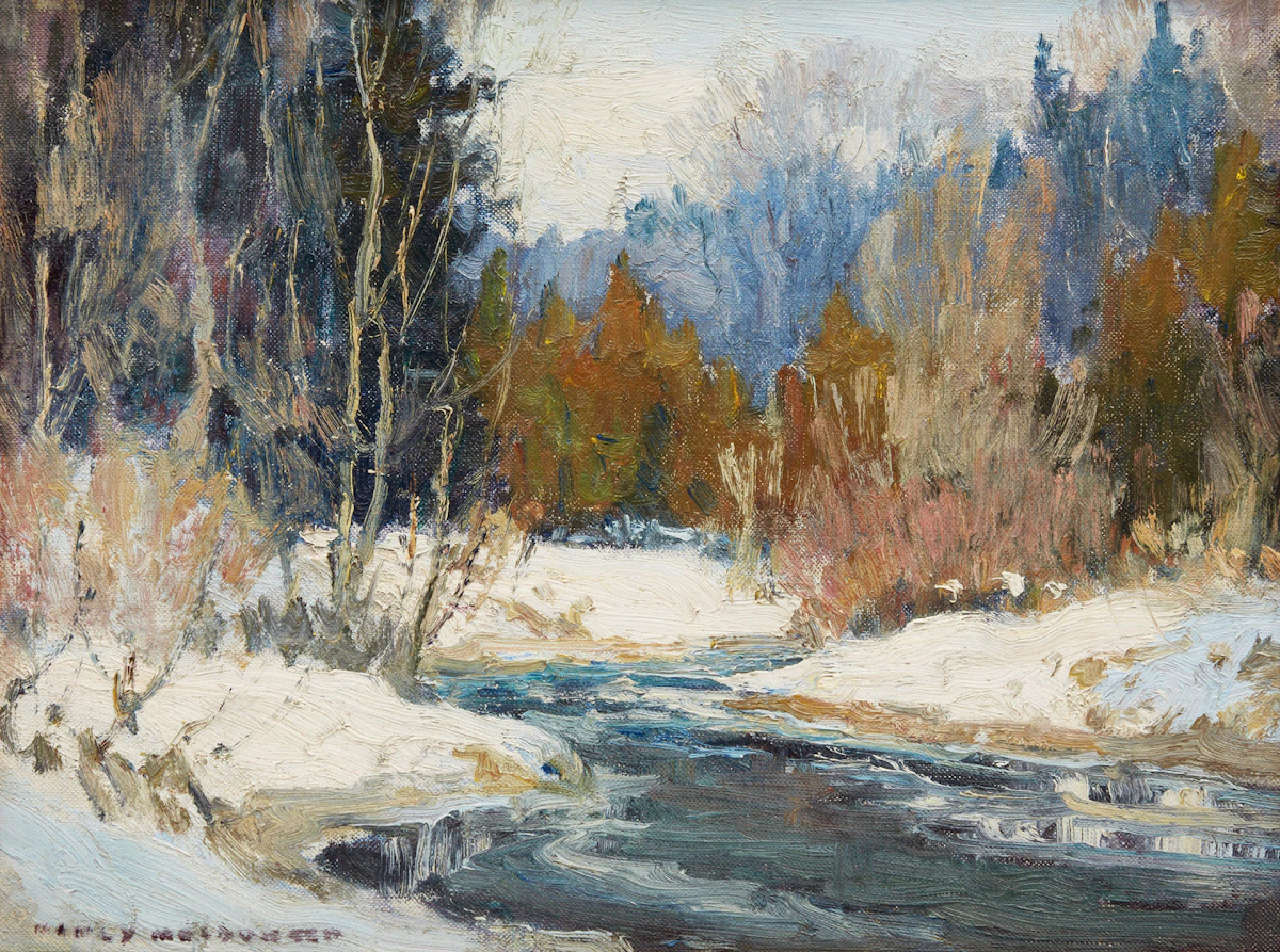 Manly Edward MacDonald, Winter Creek Study, oil on board