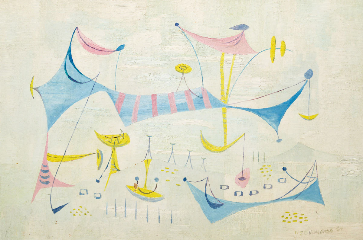William John Bertram Newcombe, Untitled Abstraction, oil on board, 1954