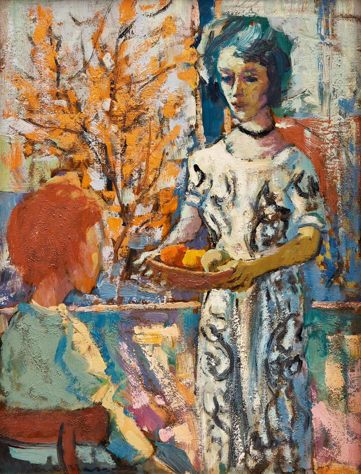 Henri Leopold Masson, L’offrande, oil on panel
