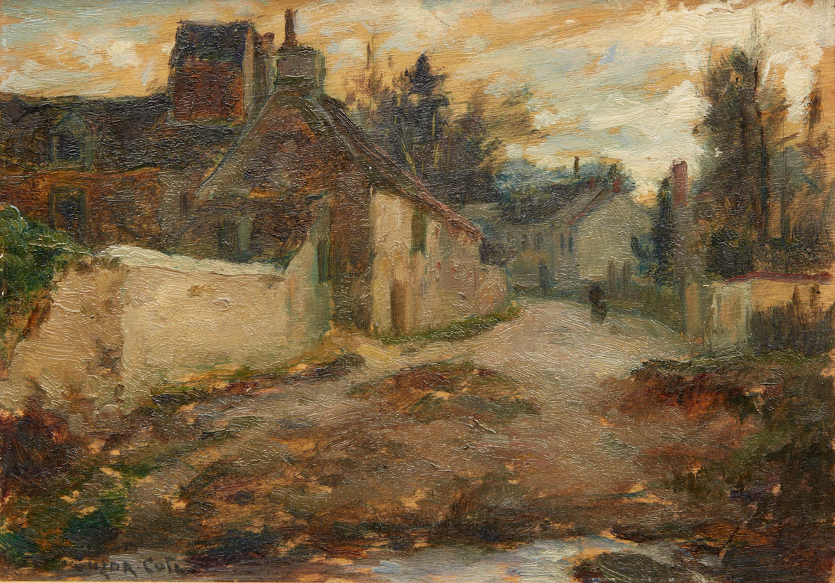 Marc-Aurèle de Foy Suzor-Coté, Rue de village en France, oil on board, 1891